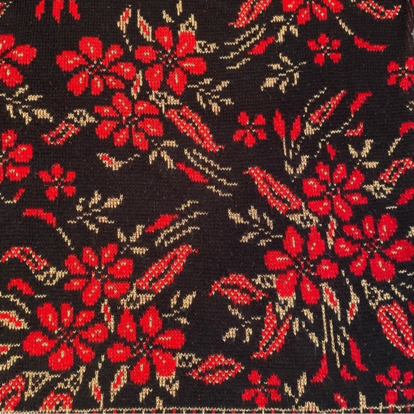 VNT Vintage Dana Scott Poinsettia Womens Large Christmas Sweater Oversized Retro - Picture 7 of 9